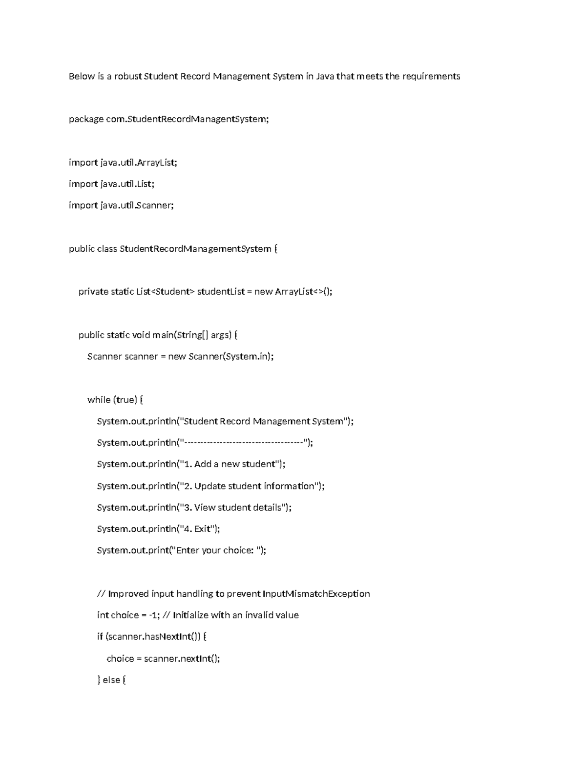 Student Record Management System in Java - Assignment Unit3 - Studocu