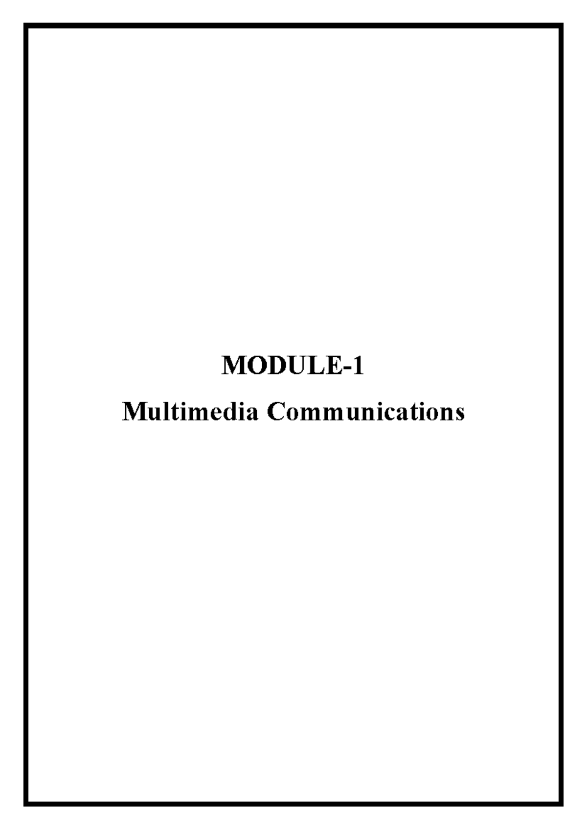 Multimedia Communications MMC Module 1 - Comprehensive Notes - Studocu