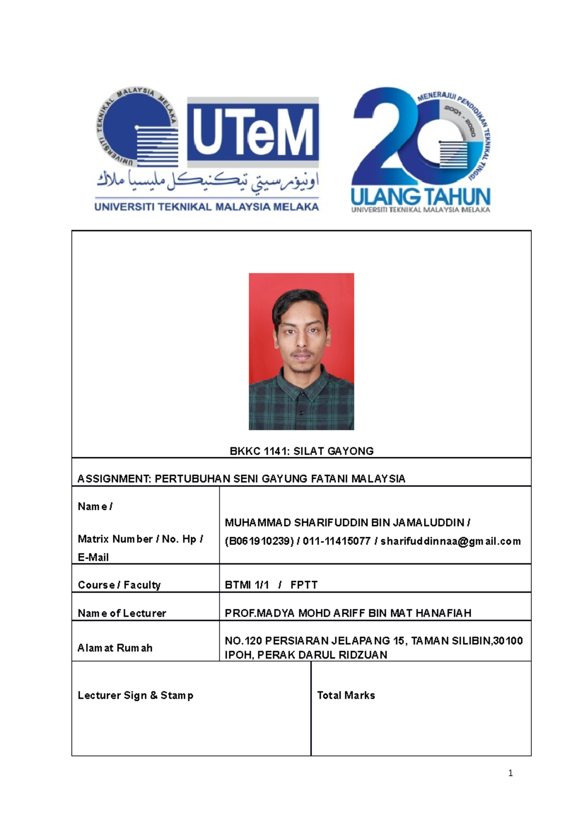 BTMI-FPTT: Assignment on Pertubuhan Seni Gayung Fatani Malaysia - Studocu