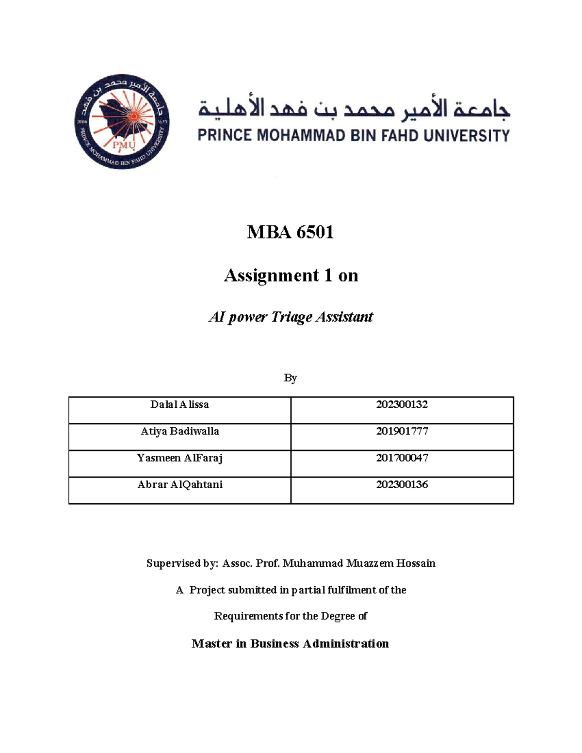 Assignment 1 project management - MBA 6501 Assignment 1 on AI power ...