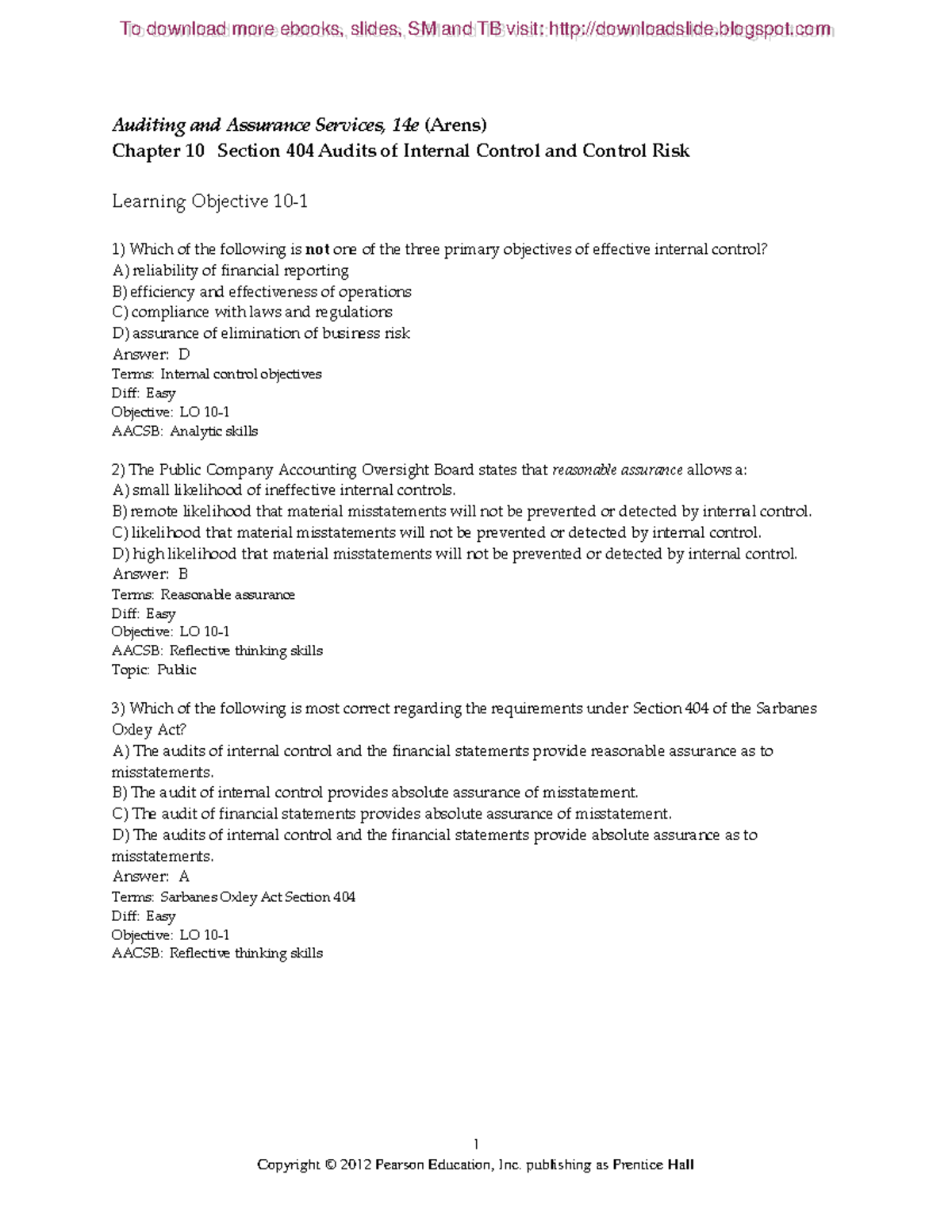 Chapter 10: Section 404 Audits – Internal Control & Control Risk ...