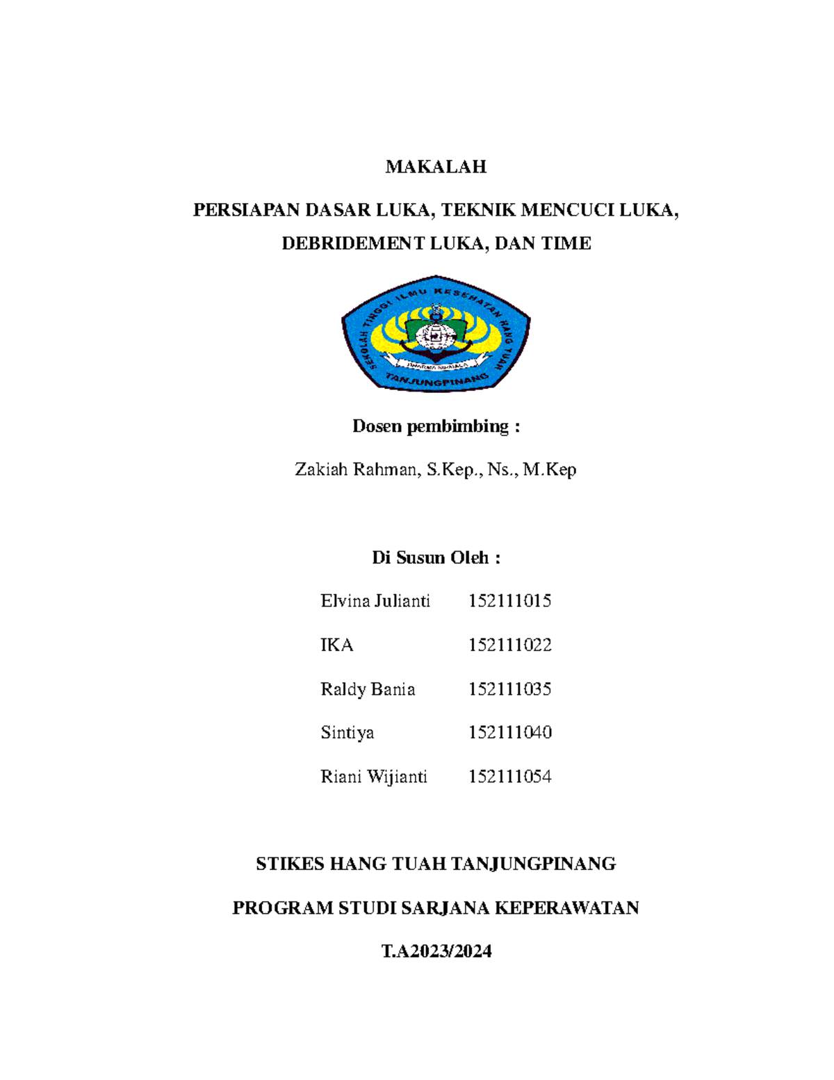 Persiapan Dasar Luka  dan Teknik Perawatan Luka Modern (KEL. 3 KEP) - Document Preview