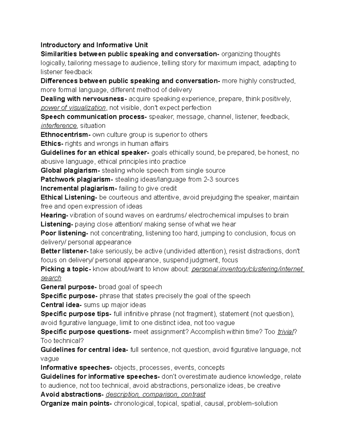 Public Speaking Study Guide 1: Key Concepts and Strategies - Studocu