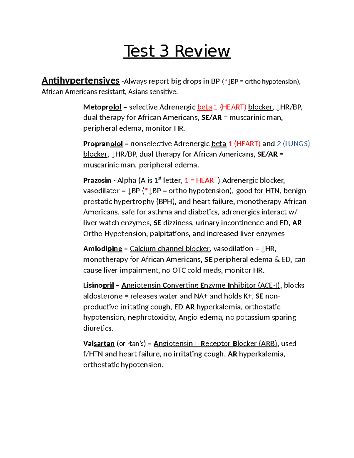 TEST 3 Review Summary: Key Concepts in Pharmacology - Studocu