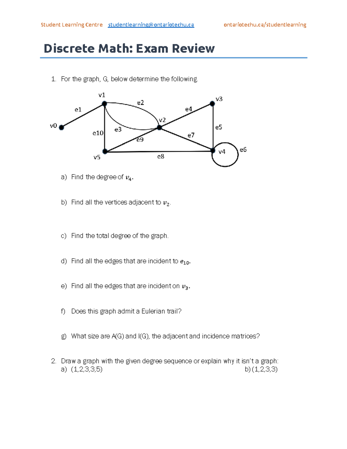 Discrete Math: Exam Review F2024 - Key Concepts and Problems - Studocu