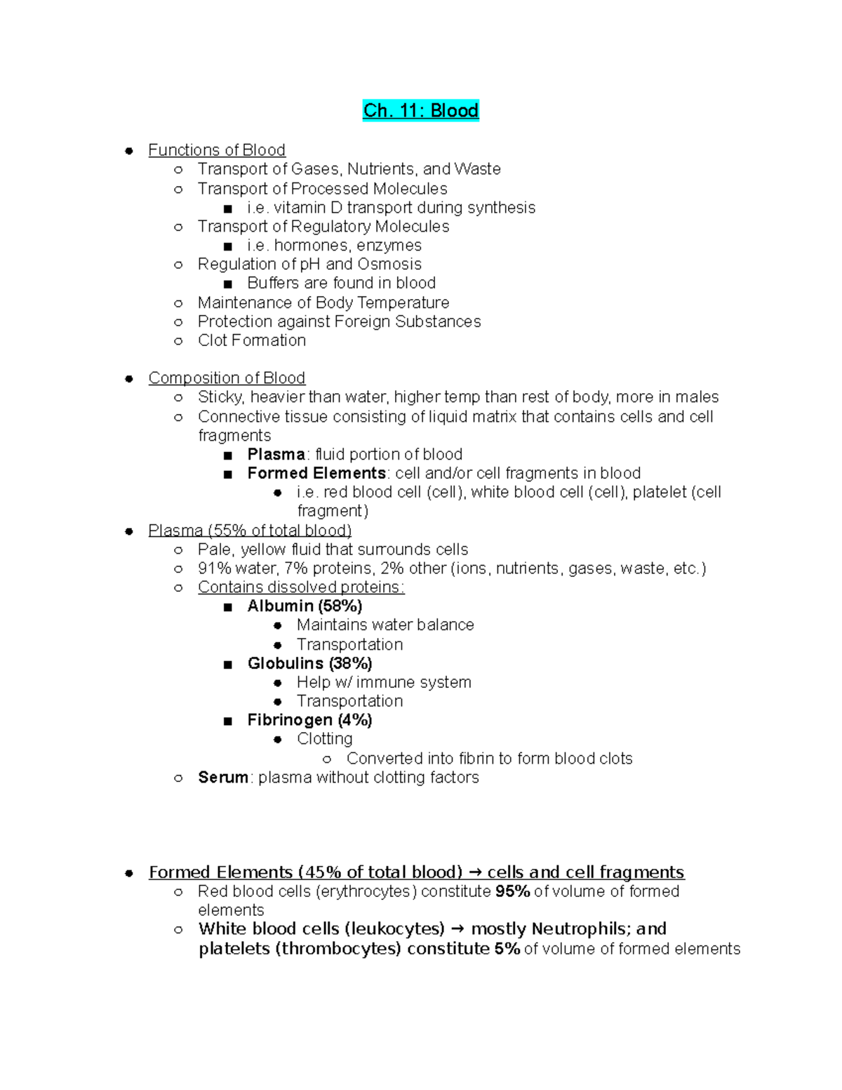 Seeley's Essentials of Anatomy & Physiology Chapter 11 abridged - Ch ...