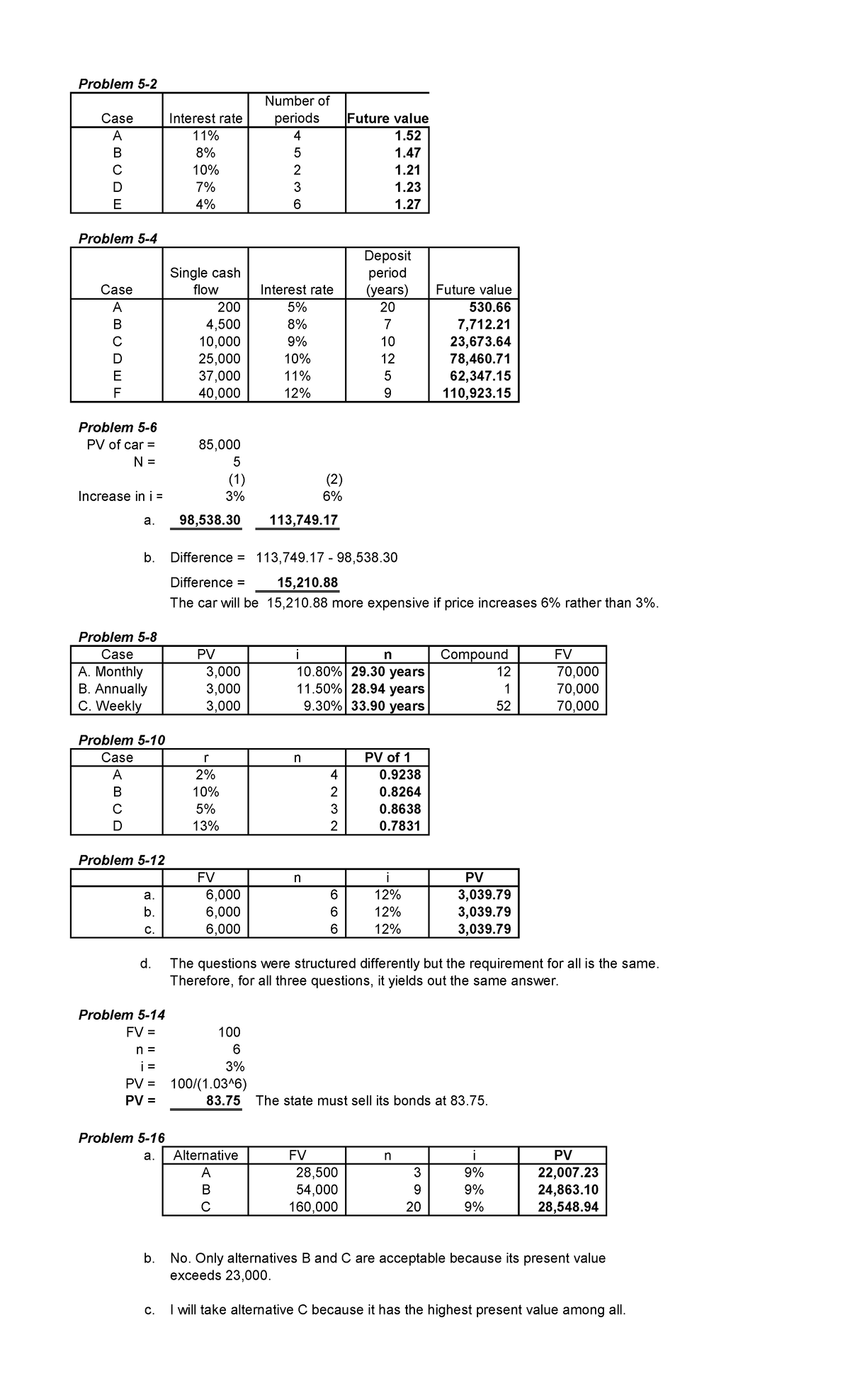 Fm5 - Financial Analysis of Cash Flows and Present Value Calculations ...