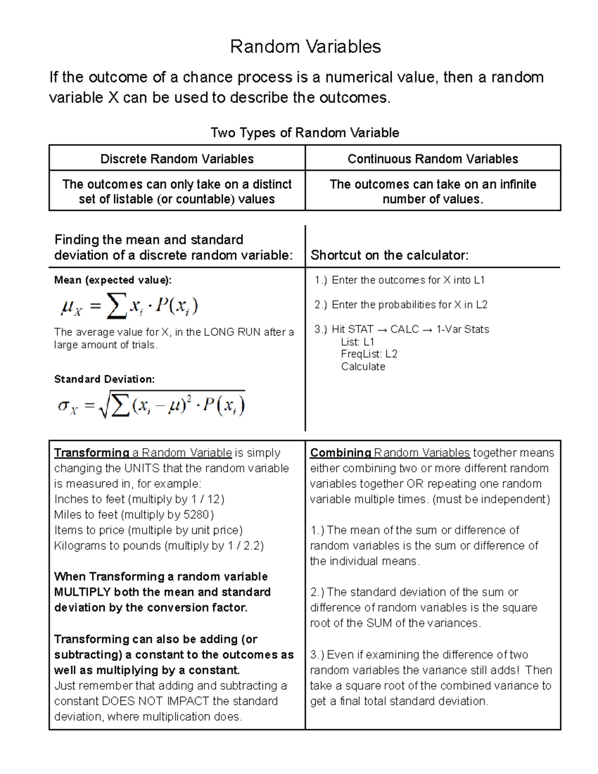 Random Variable Instructions: Understanding Discrete & Continuous Types ...