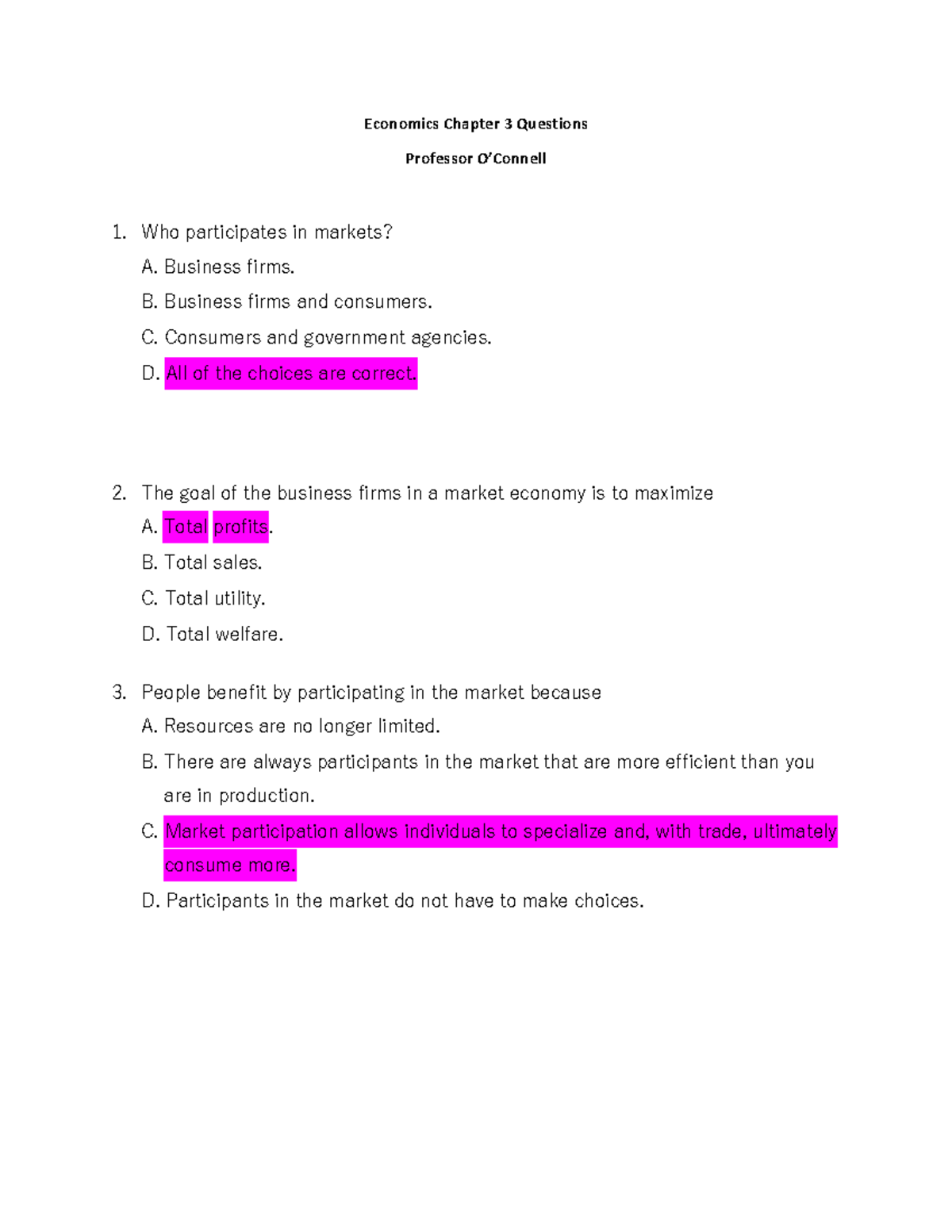 ECO 101 Chapter 3 Questions with Answers - Studocu