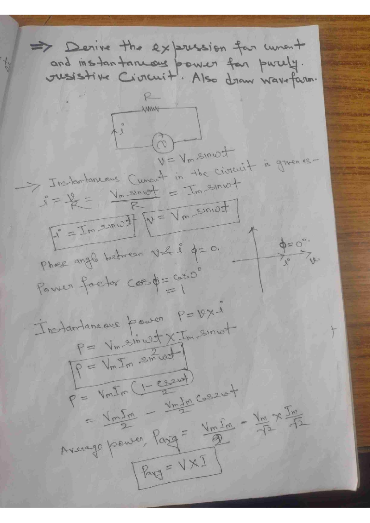 RLC Circuit Analysis: Current & Instantaneous Power Derivation - Studocu