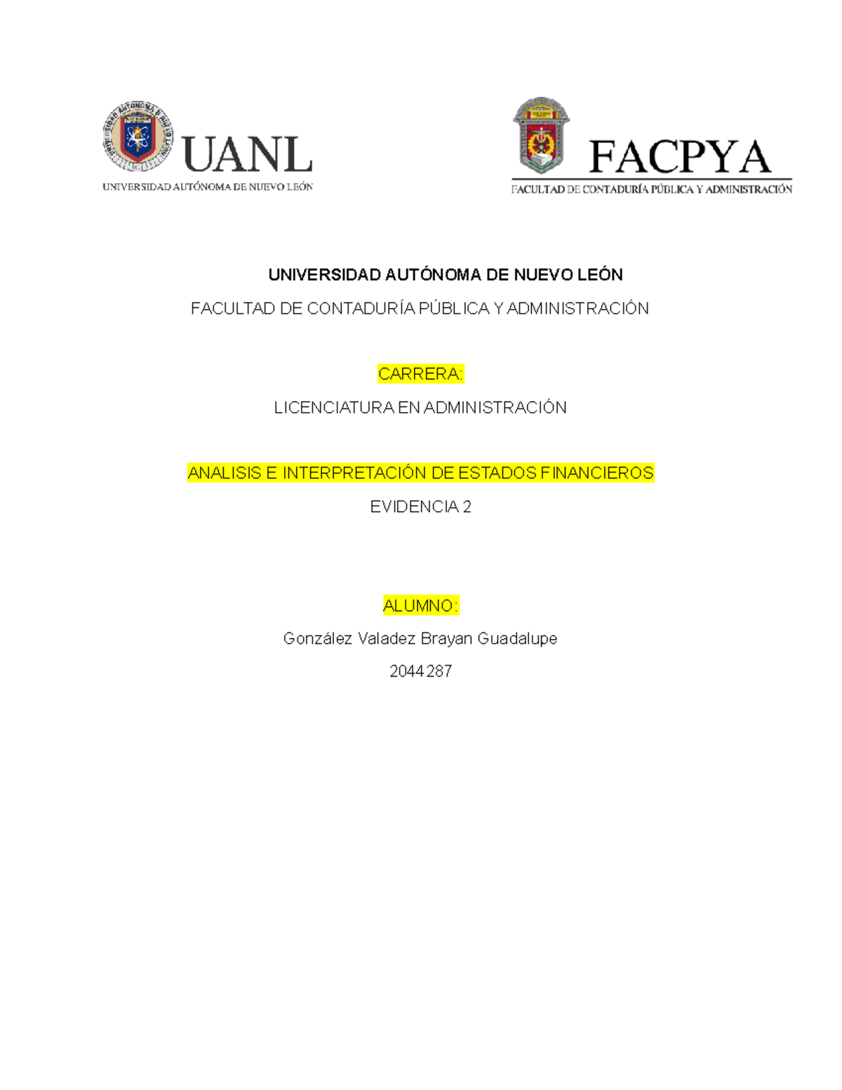 Análisis e Interpretación de Estados Financieros - Evidencia 2 AEIF ...
