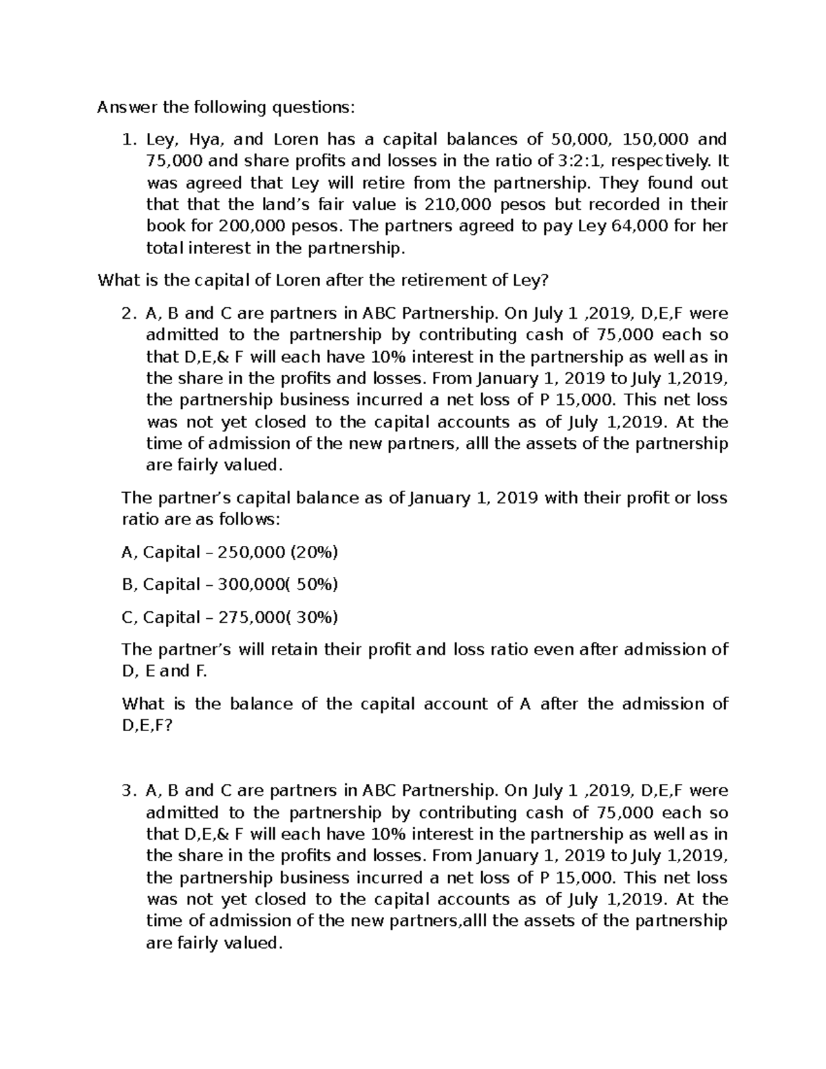 Dissolution-Problem - Answer the following questions: 1. Ley, Hya, and ...