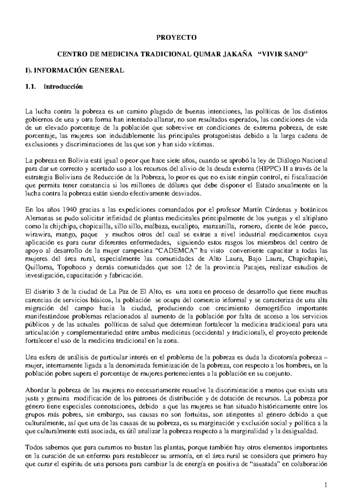 Proyecto de Medicina Tradicional Qumar Jakaña: Capacitación y ...