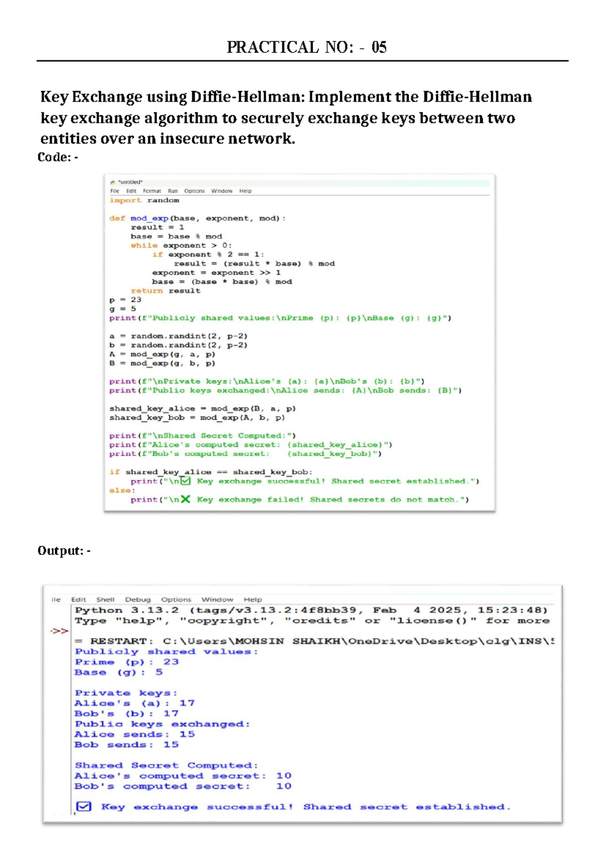 PRACTICAL NO: 05-08 Key Exchange & IPsec Configuration Guide - Studocu