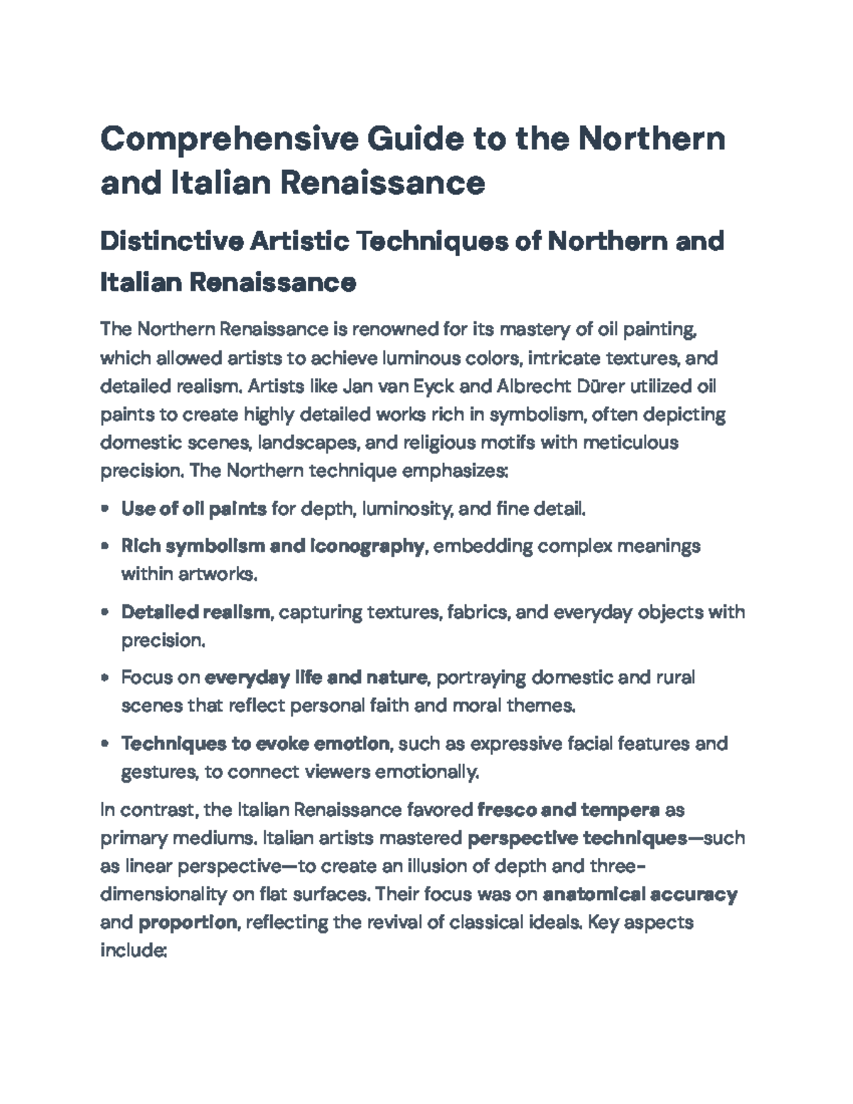 Comprehensive Overview of Renaissance Art: Northern vs. Italian Styles ...