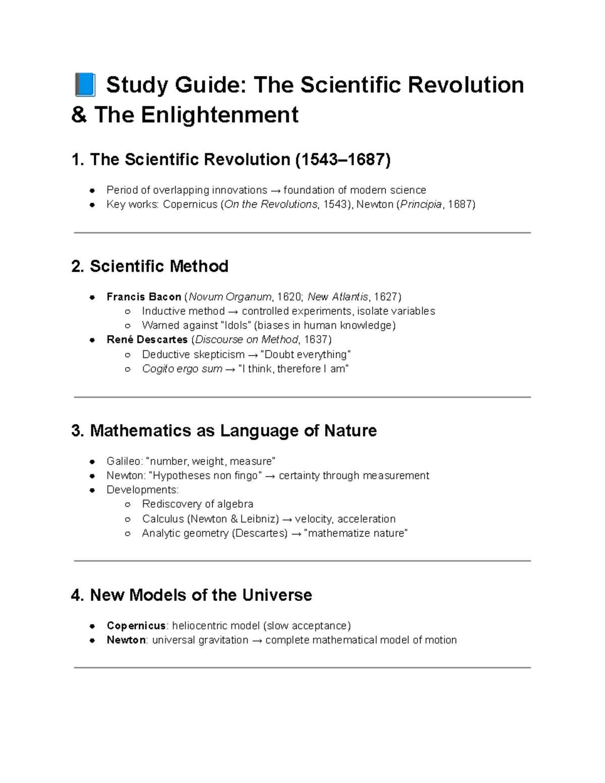 Lecture 4 - The Scientific Revolution & Enlightenment Overview - Studocu