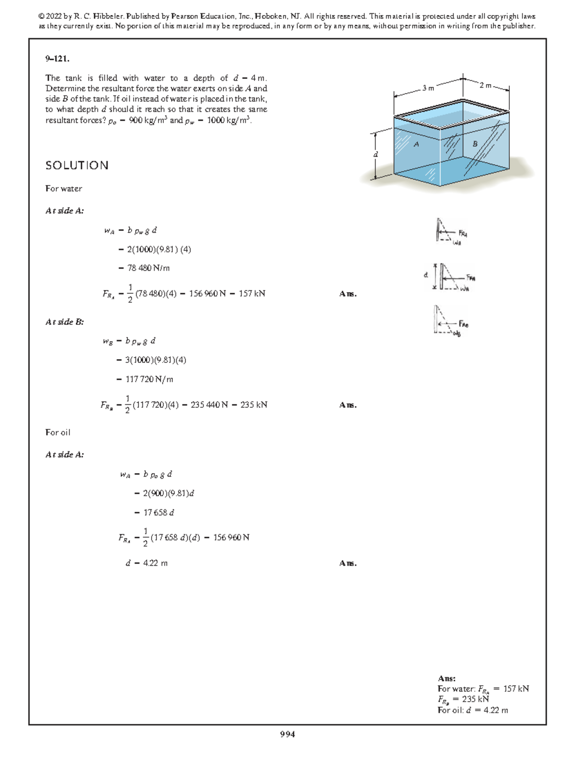 SWK 15th ed Solution Manual - Tank Force Calculations - Studocu