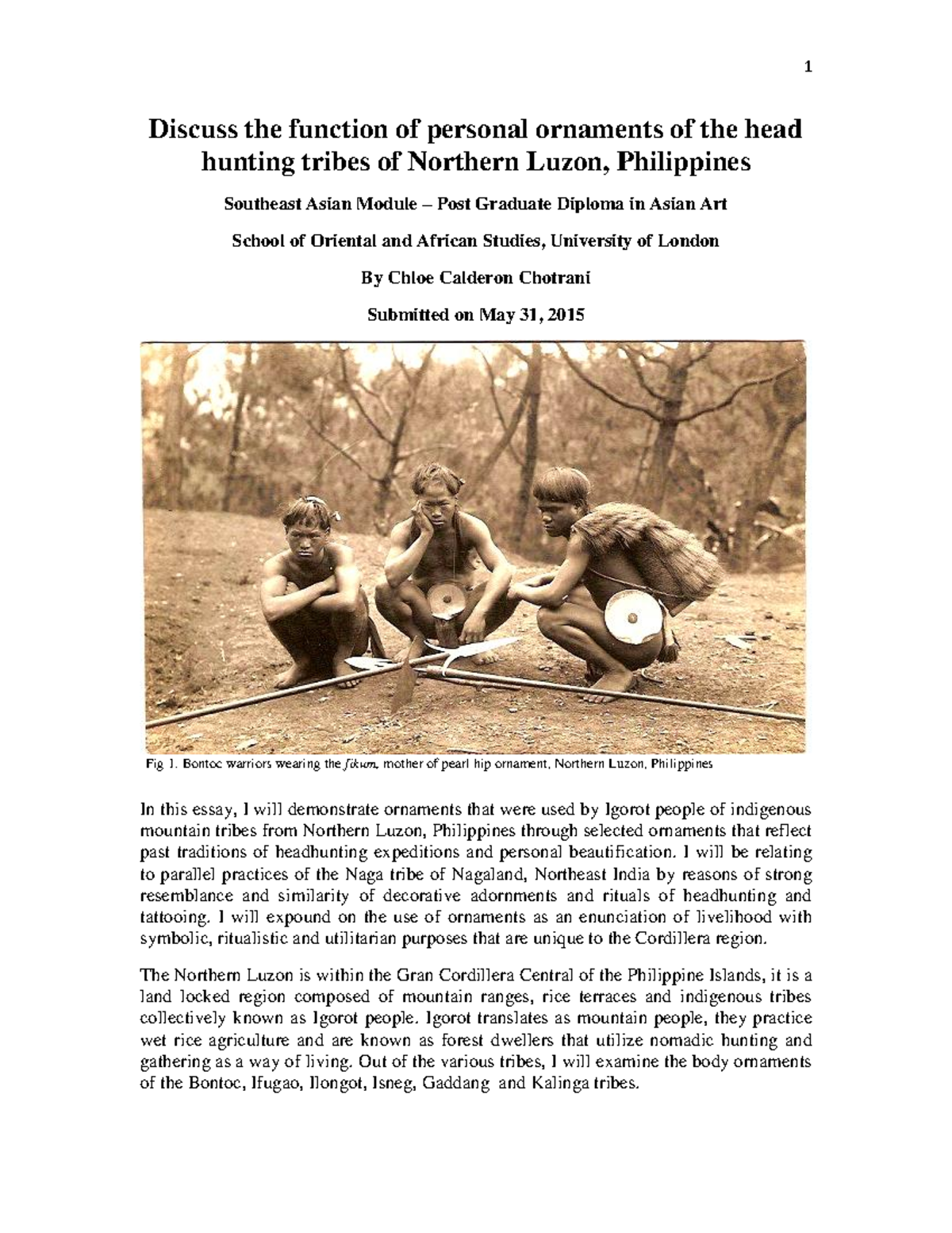Function of Ethnic Filipino Ornaments: A Study on Northern Luzon ...