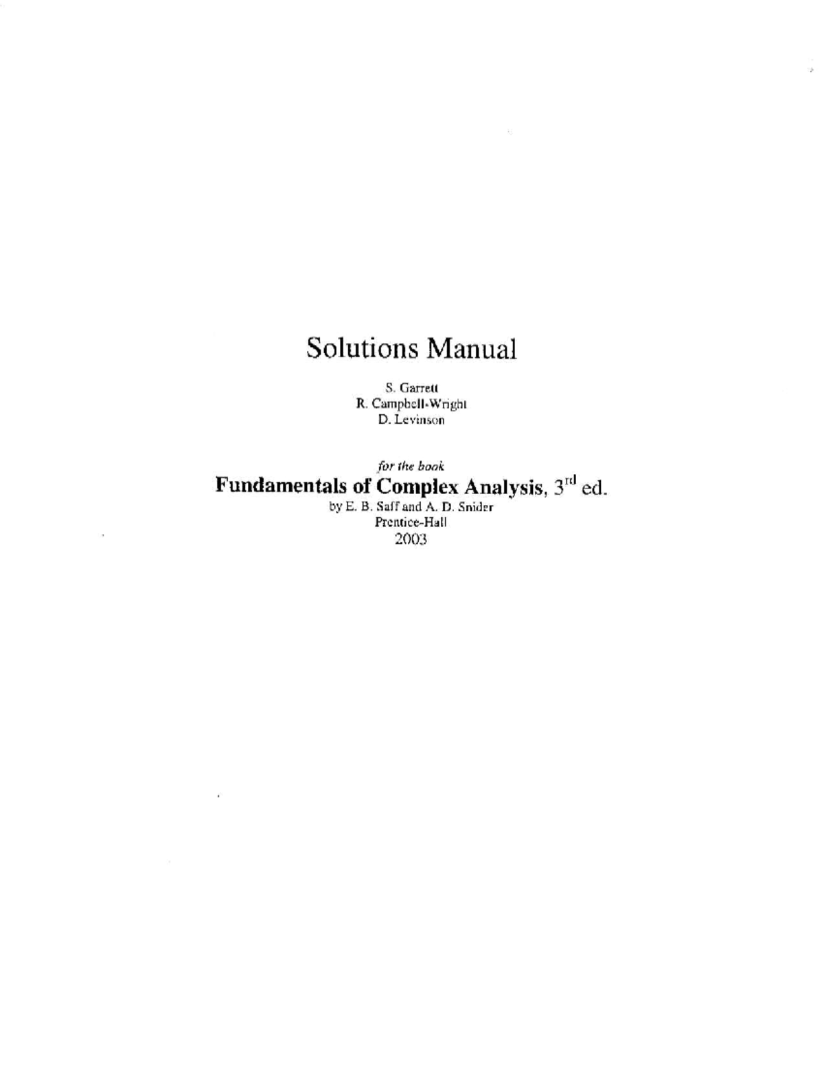 326 MA Calculus: Solutions Manual for Complex Analysis, Chapter 1 - Studocu