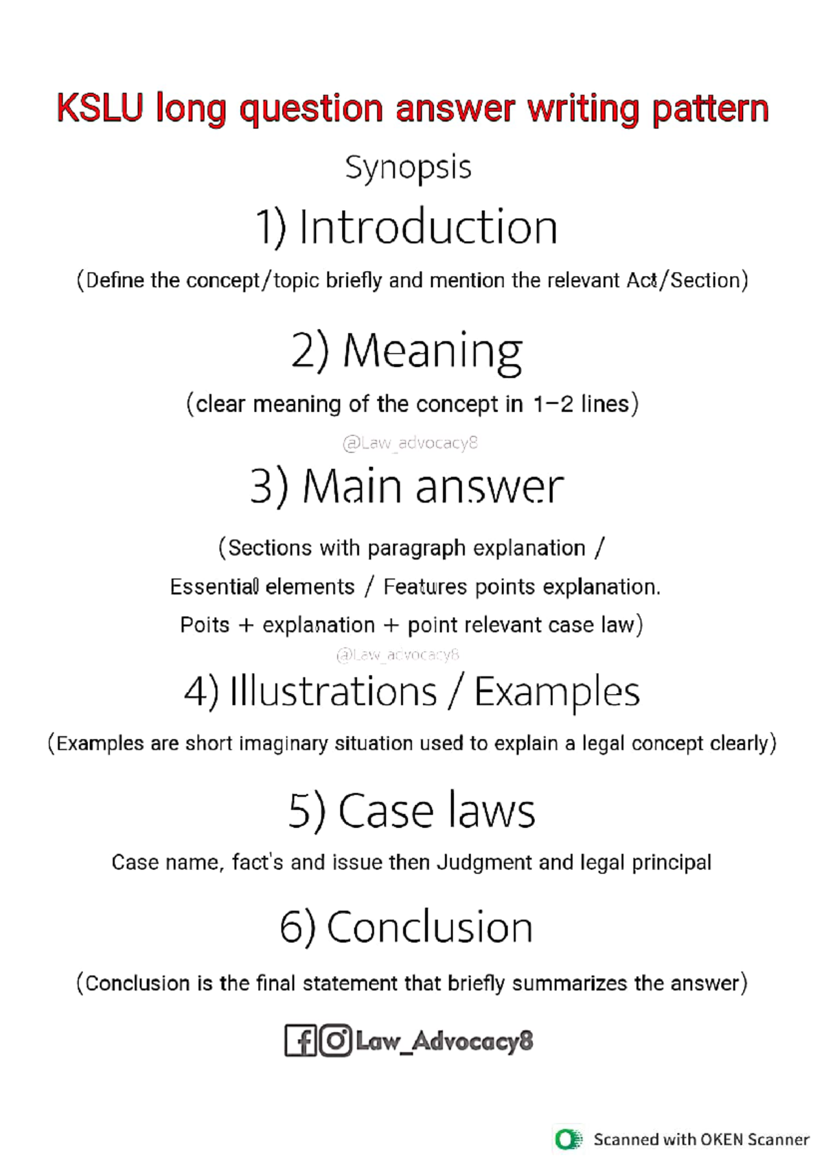 KSLU Answer Writing Patterns for Long & Short Questions - Studocu