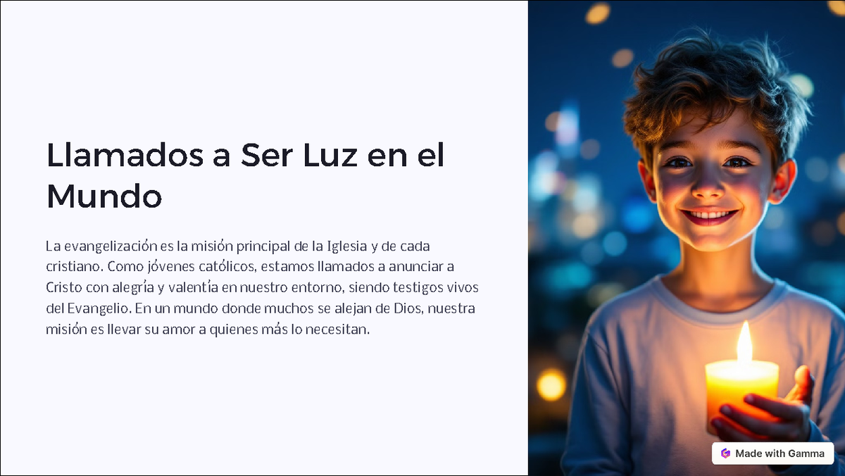 Llamados a Ser Luz en el Mundo: Evangelización Juvenil y Desafíos - Studocu