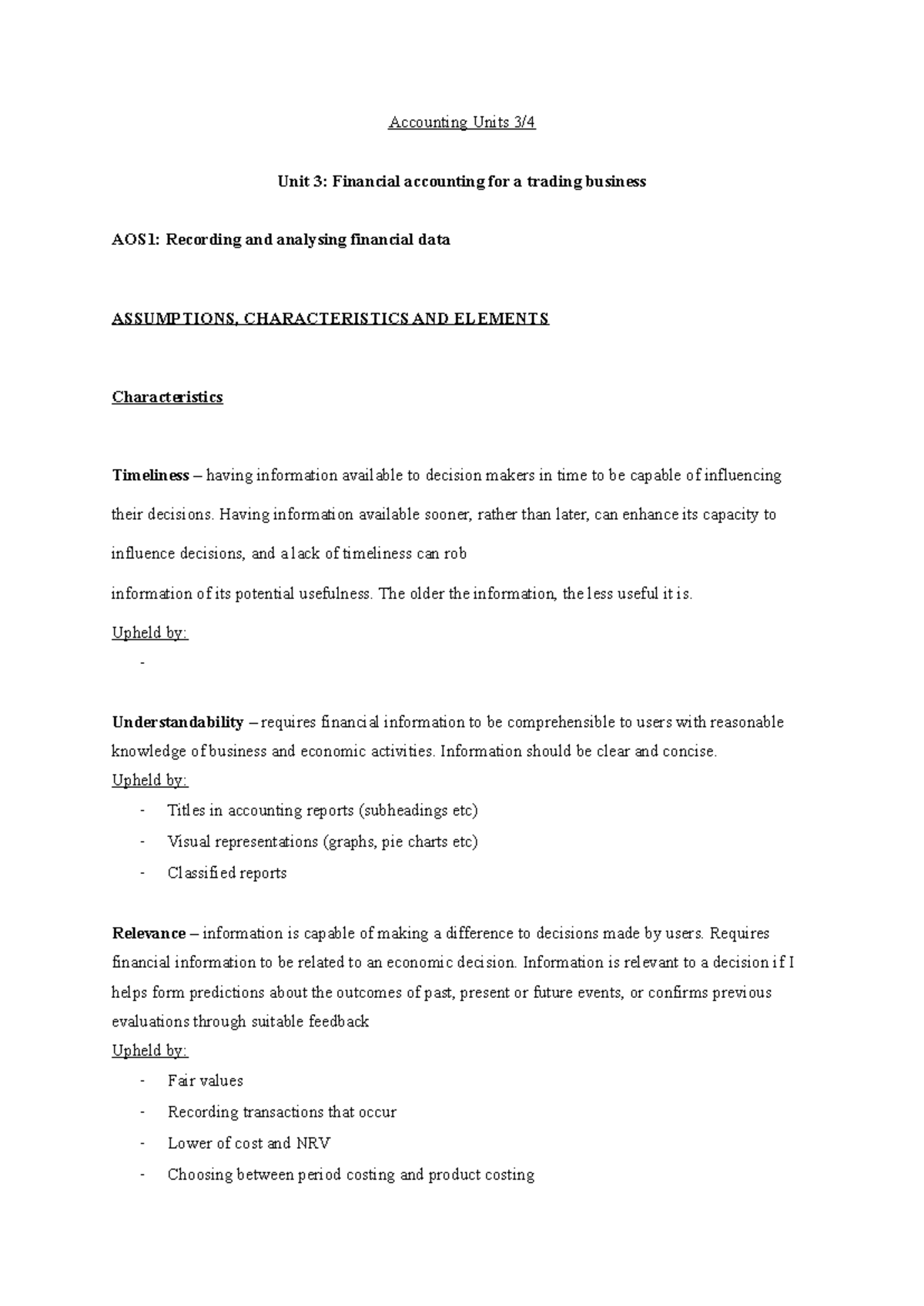 Accounting Units 3&4: Detailed Notes on Financial Accounting Principles ...