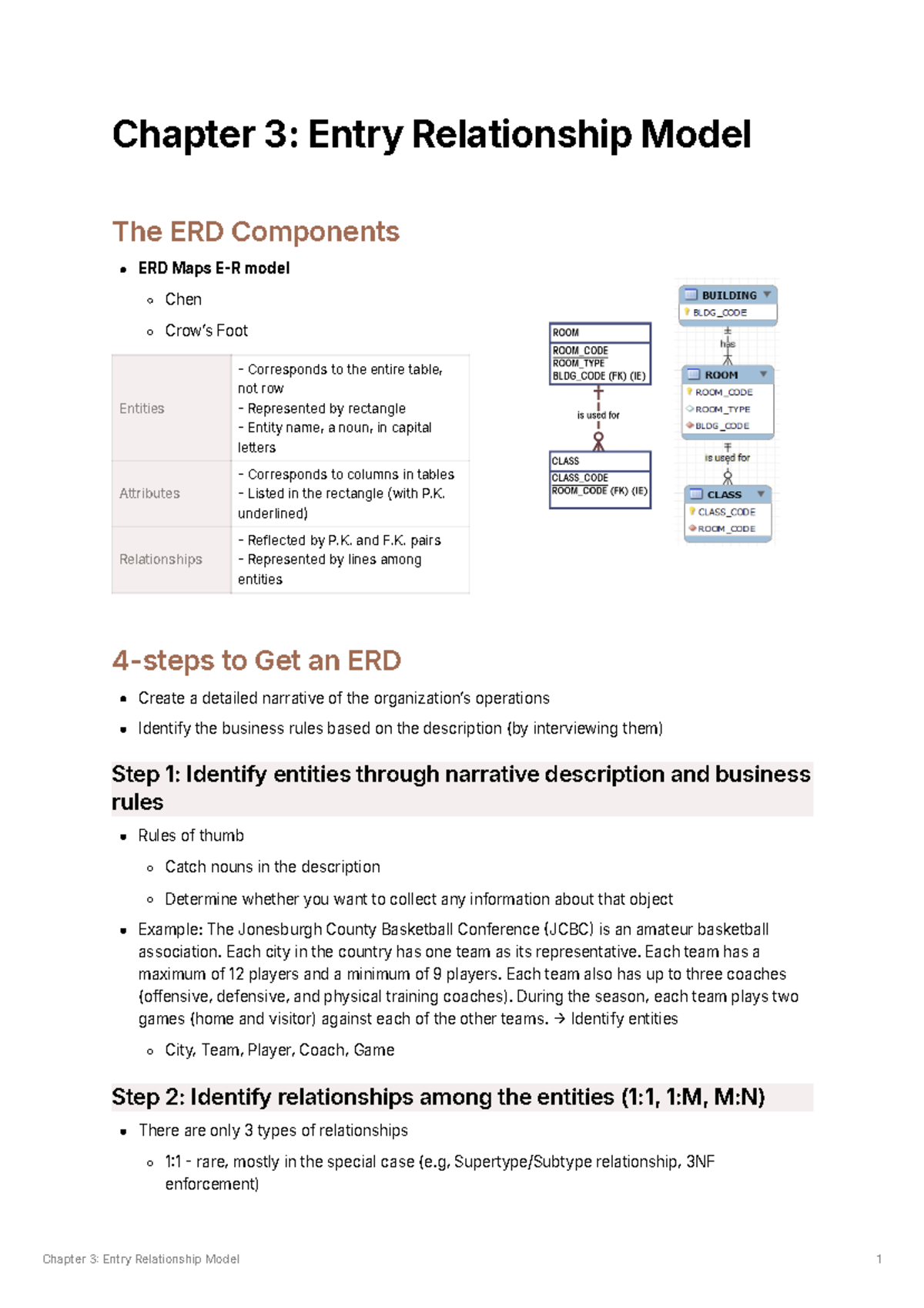 Chapter 3: ERD Model Overview for Database Design - Studocu