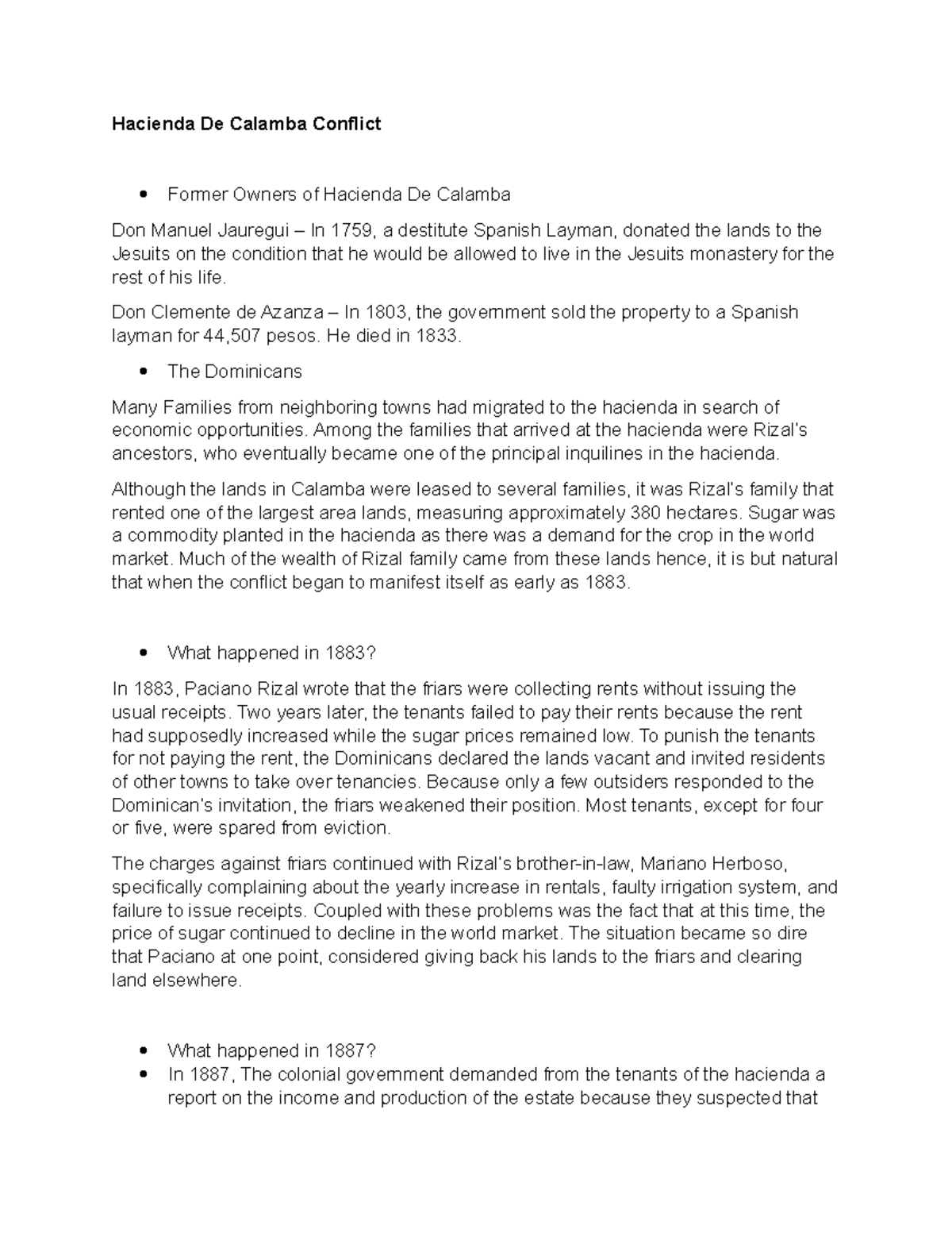 Hacienda de Calamba Conflict: Key Events and Rizal's Insights (1883 ...