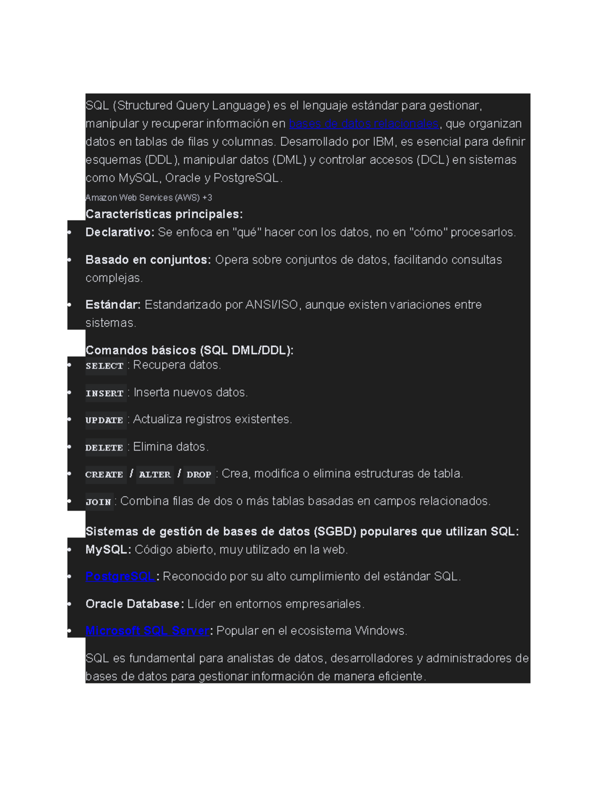 SQL (Lenguaje de Consulta Estructurada) - Investigación de Computación ...