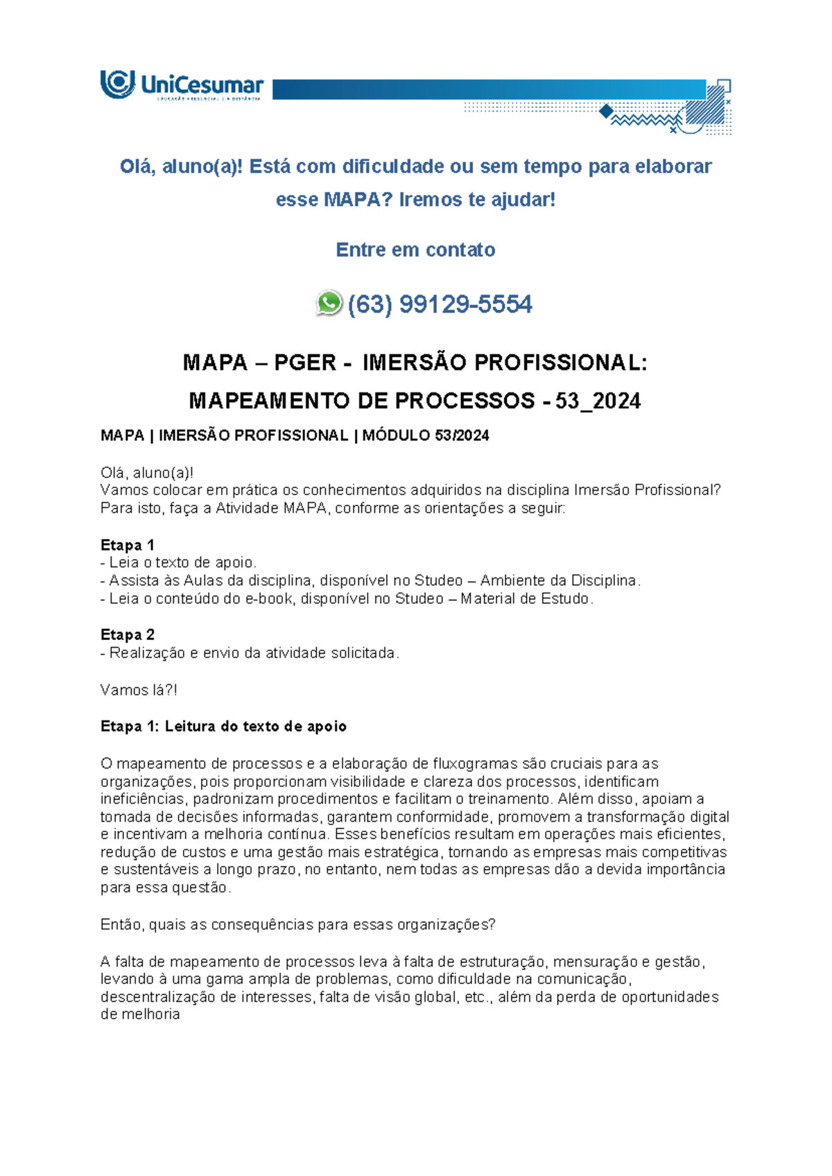 MAPA - PGER - IMERSÃO PROFISSIONAL: MAPEAMENTO DE PROCESSOS - 53_2024 ...