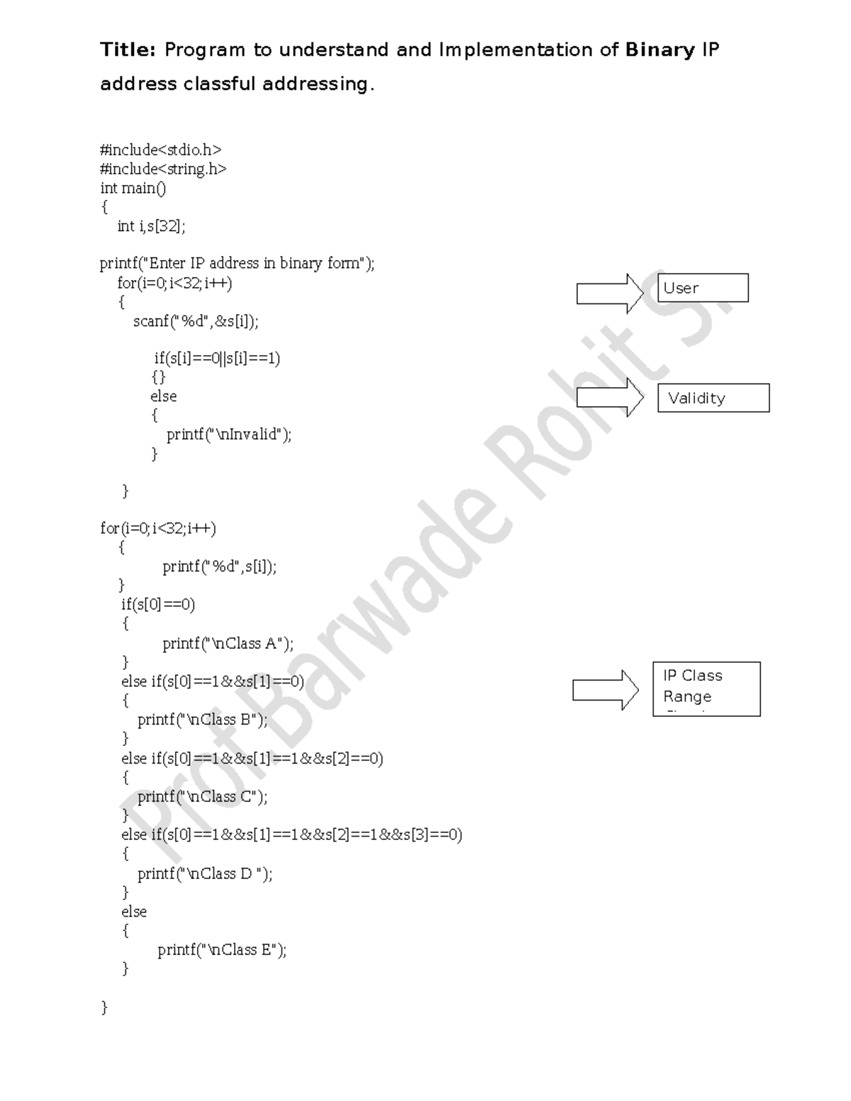 Binary IP address - imp - Title: Program to understand and ...