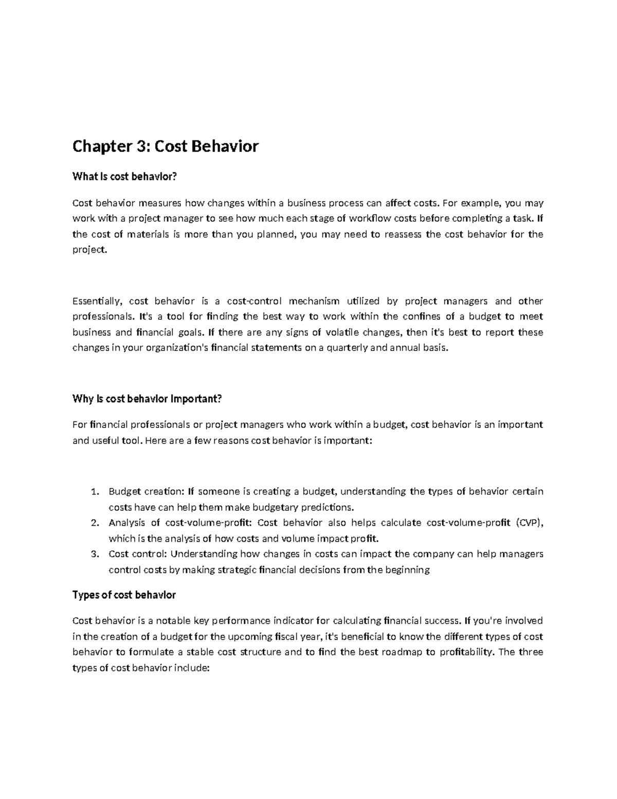 Chapter 3: Understanding Cost Behavior in Business Processes - Studocu
