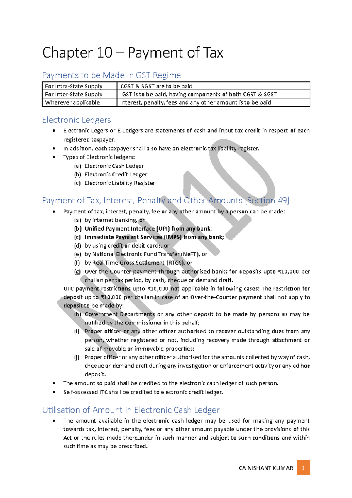 Chapter 10 - Payment of Tax - Key Concepts and Notes - Studocu