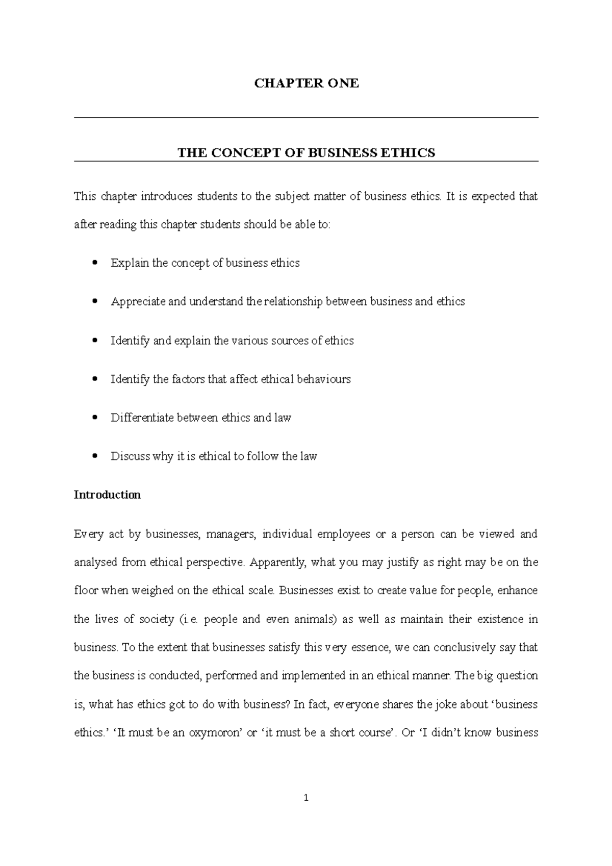BUS 101: Business Ethics Lecture Notes and Key Concepts - Studocu
