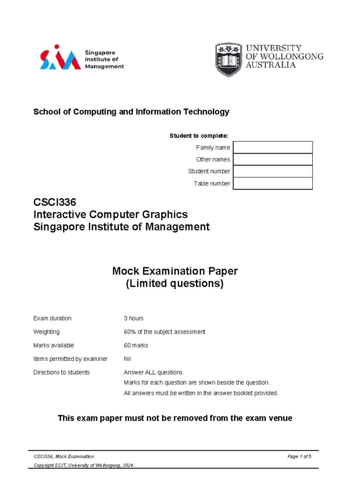CSIT314 Final Exam Paper - Software Development Methodologies S2 2022 ...