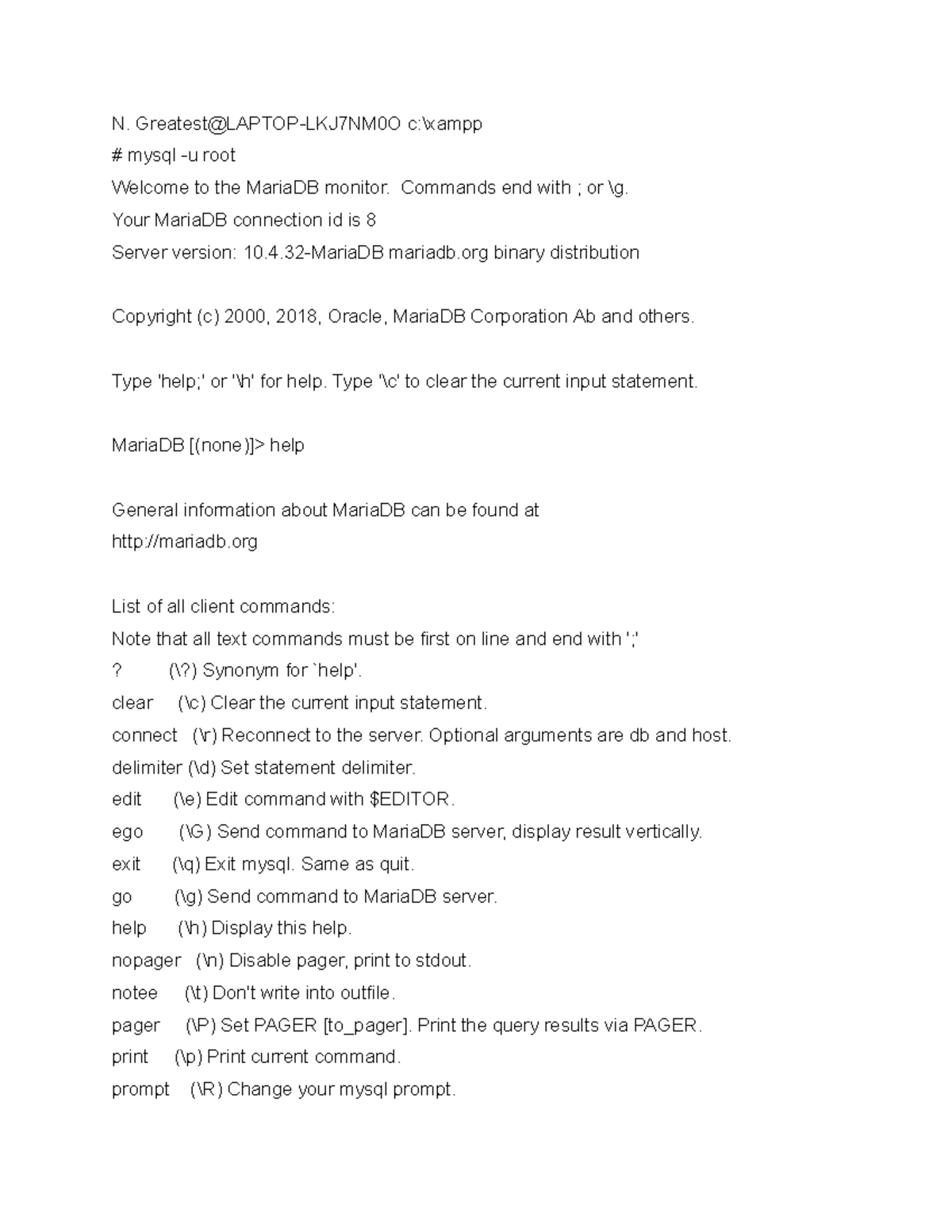 Database Management Assignment: MariaDB Commands & Data Insertion - Studocu