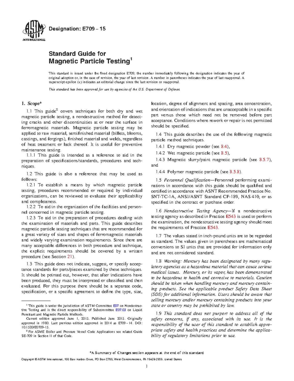 ASTM E709-15 Standard Guide for Magnetic Particle Testing Techniques ...