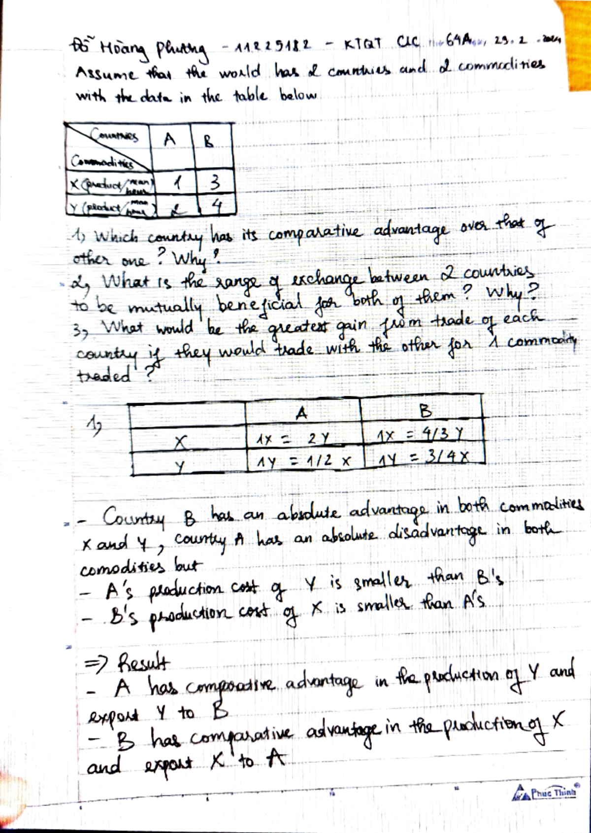 IE1 - Comparative Advantage Analysis and Trade Benefits - Studocu