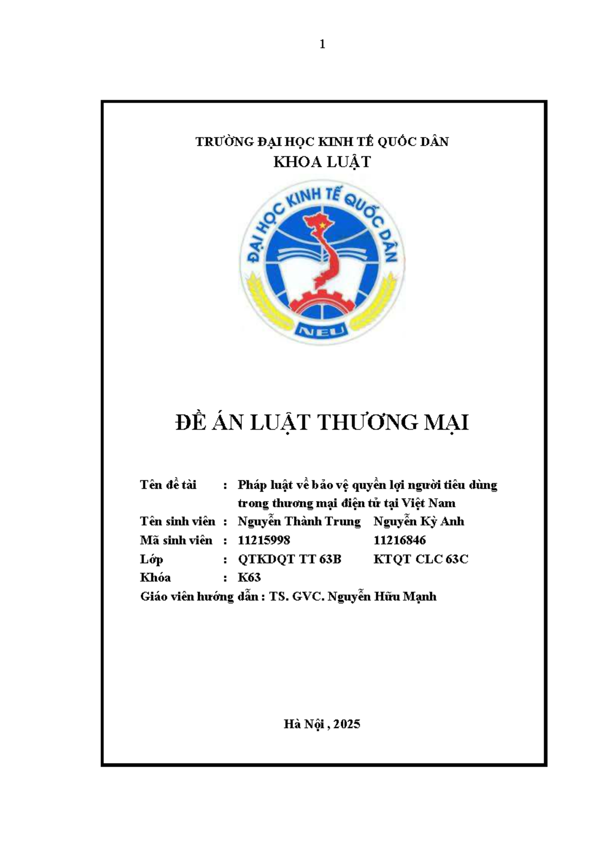 Đề Án Luật Thương Mại: Bảo Vệ Quyền Lợi Người Tiêu Dùng Trong TMĐT Tại VN - Document Preview