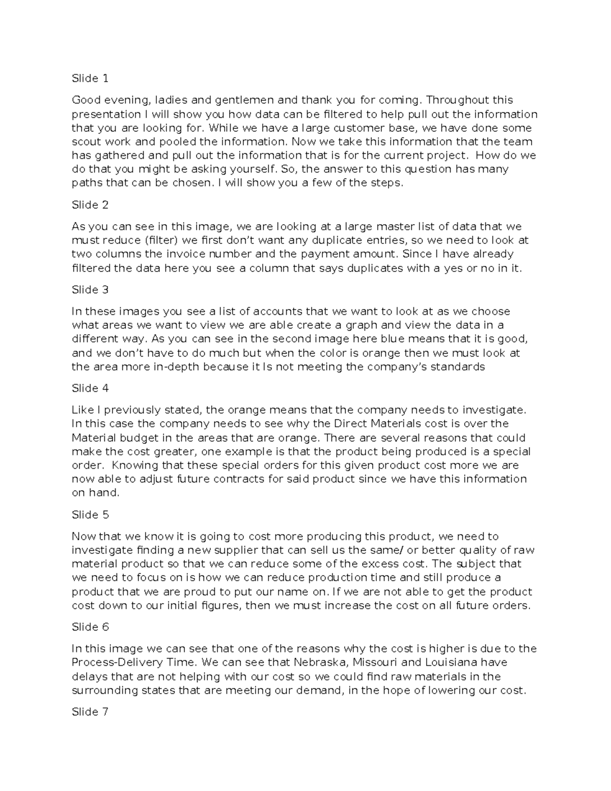 Module 5: Data Filtering and Cost Analysis Speaker Notes - Studocu