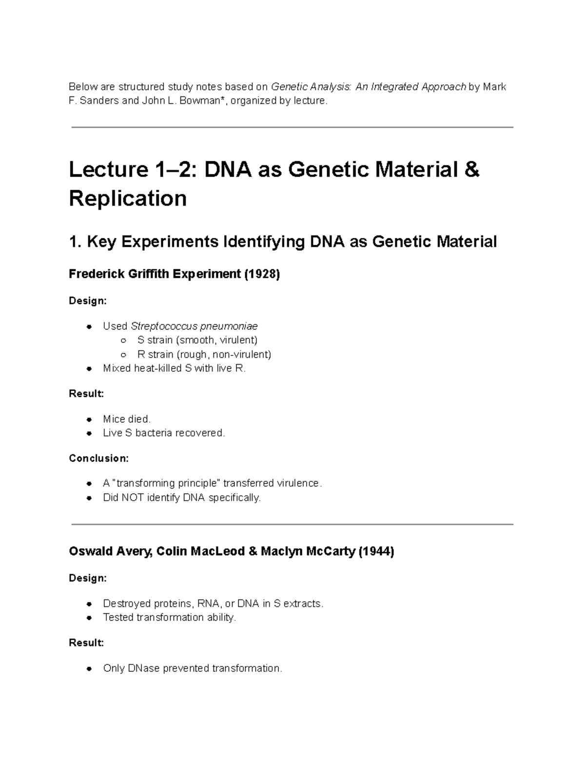 Biol 203 Final Exam Study Notes: Genetic Analysis Overview - Studocu