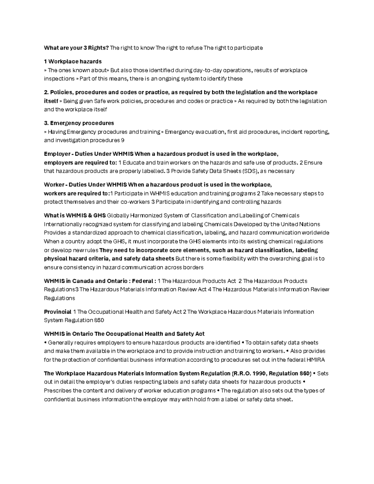 Notes 2 - Summary Organizational Health, Safety and Wellness - What are ...
