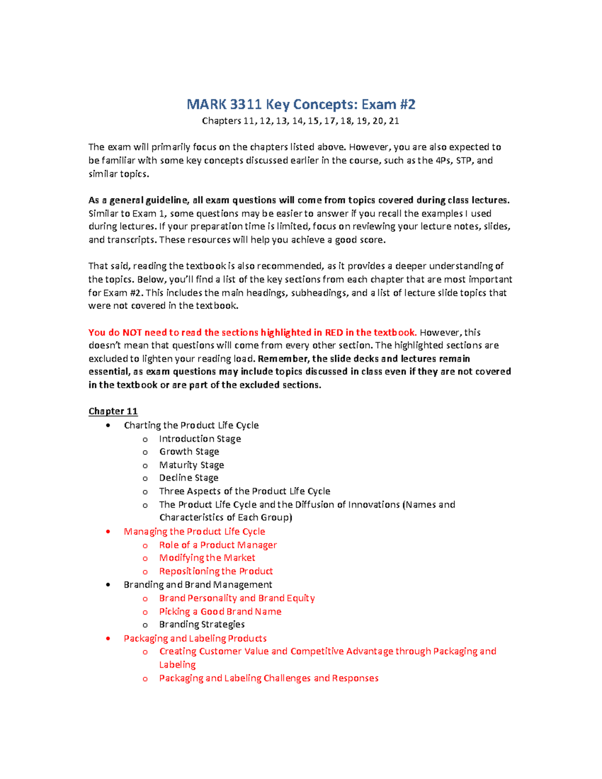 MARK 3311 Key Concepts: Exam #2 Study Guide for Chapters 11-21 - Studocu