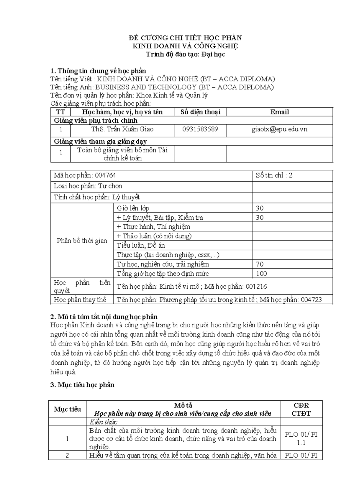 004764 Kinh Doanh và Công Nghệ (BT ACCA DIPLOMA) - Tài Liệu Học Tập ...
