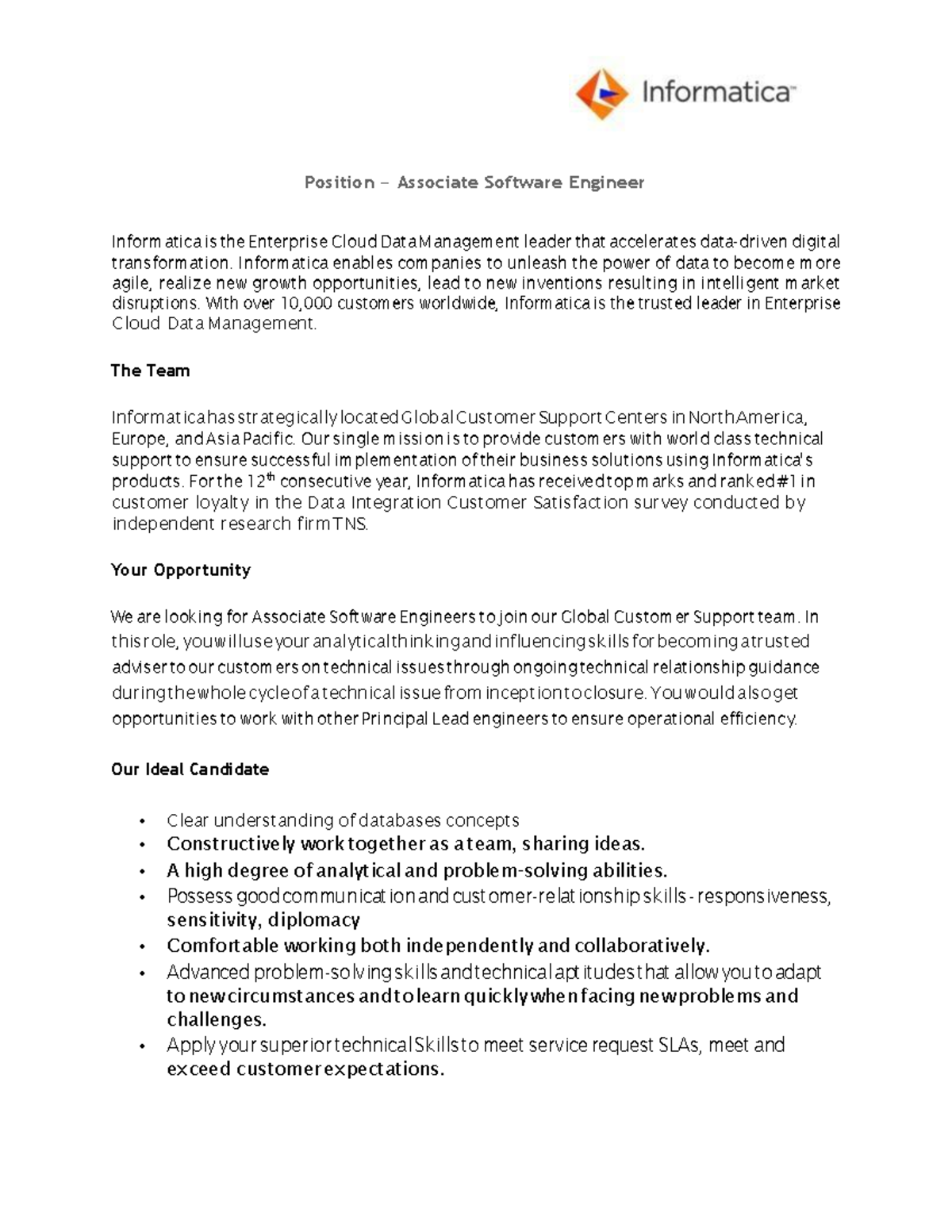 JD - GCS Internship - Jd of the job - Position – Associate Software ...