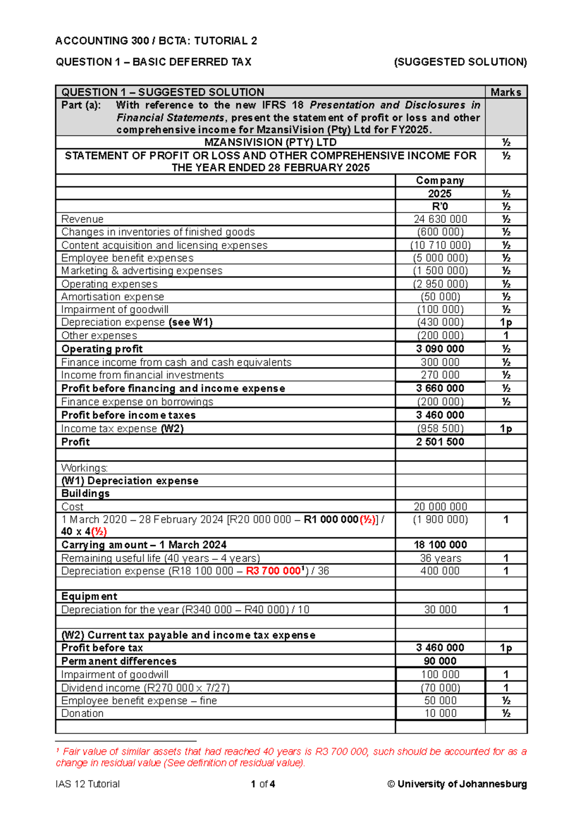 ACCOUNTING 300 BCTA: TUTORIAL 2 SOLUTION FOR DEFERRED TAX (IAS 12 ...