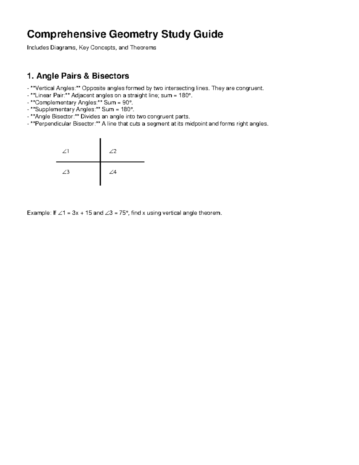 Comprehensive Geometry Study Guide (Final Exam) - Studocu