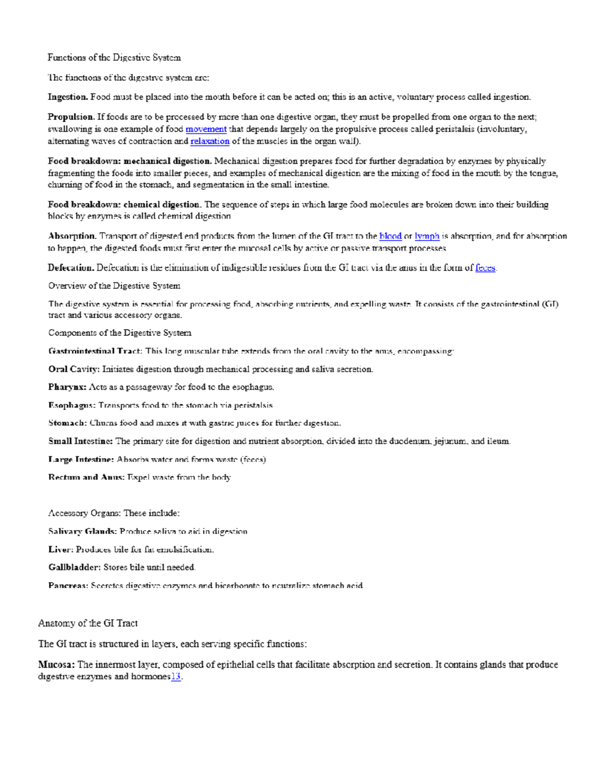 Digestive System Functions and Anatomy Overview - BIO101 Lecture Notes ...