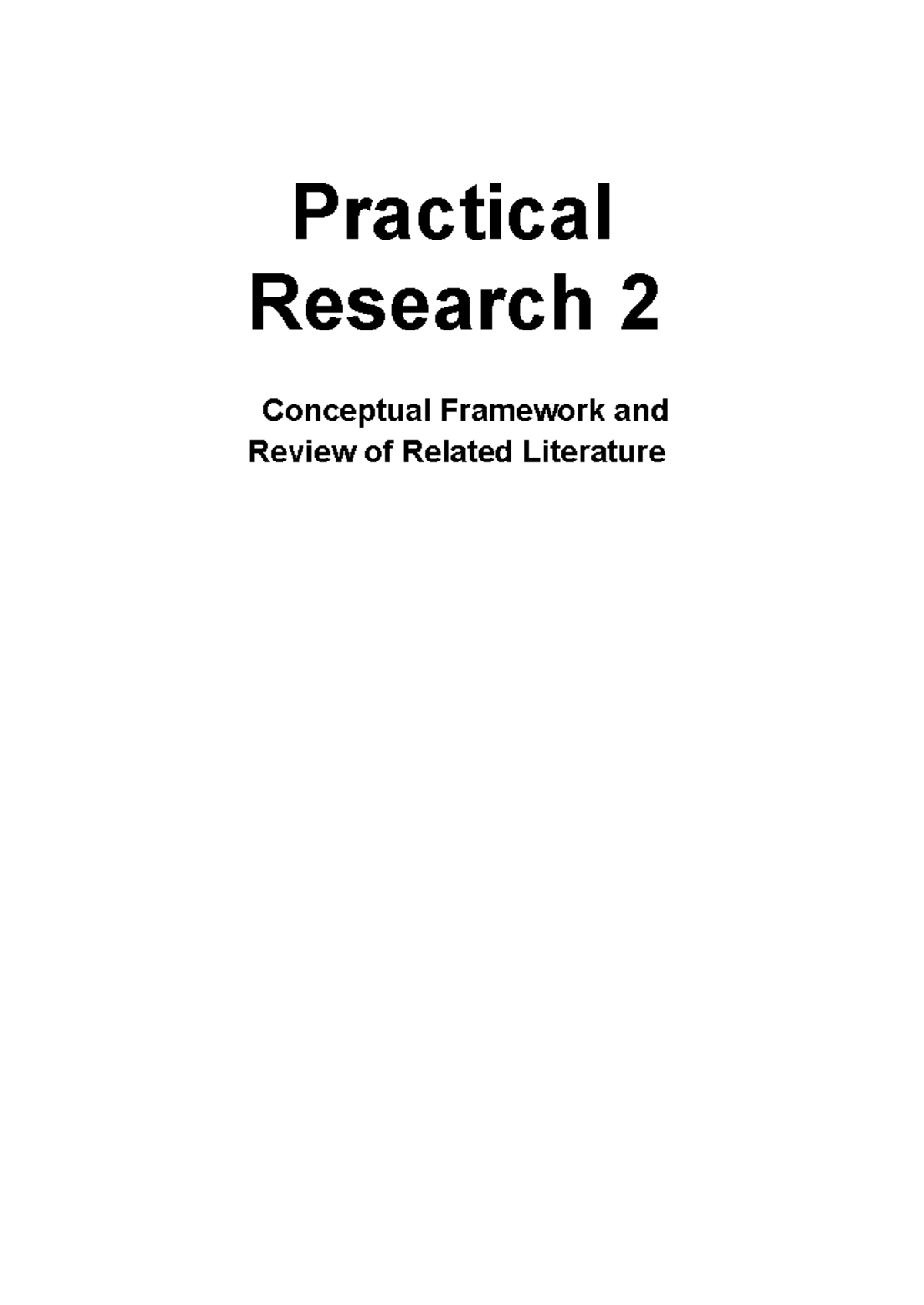 Practical Research Framework: Concepts & Literature Review - RSRCH 2 ...