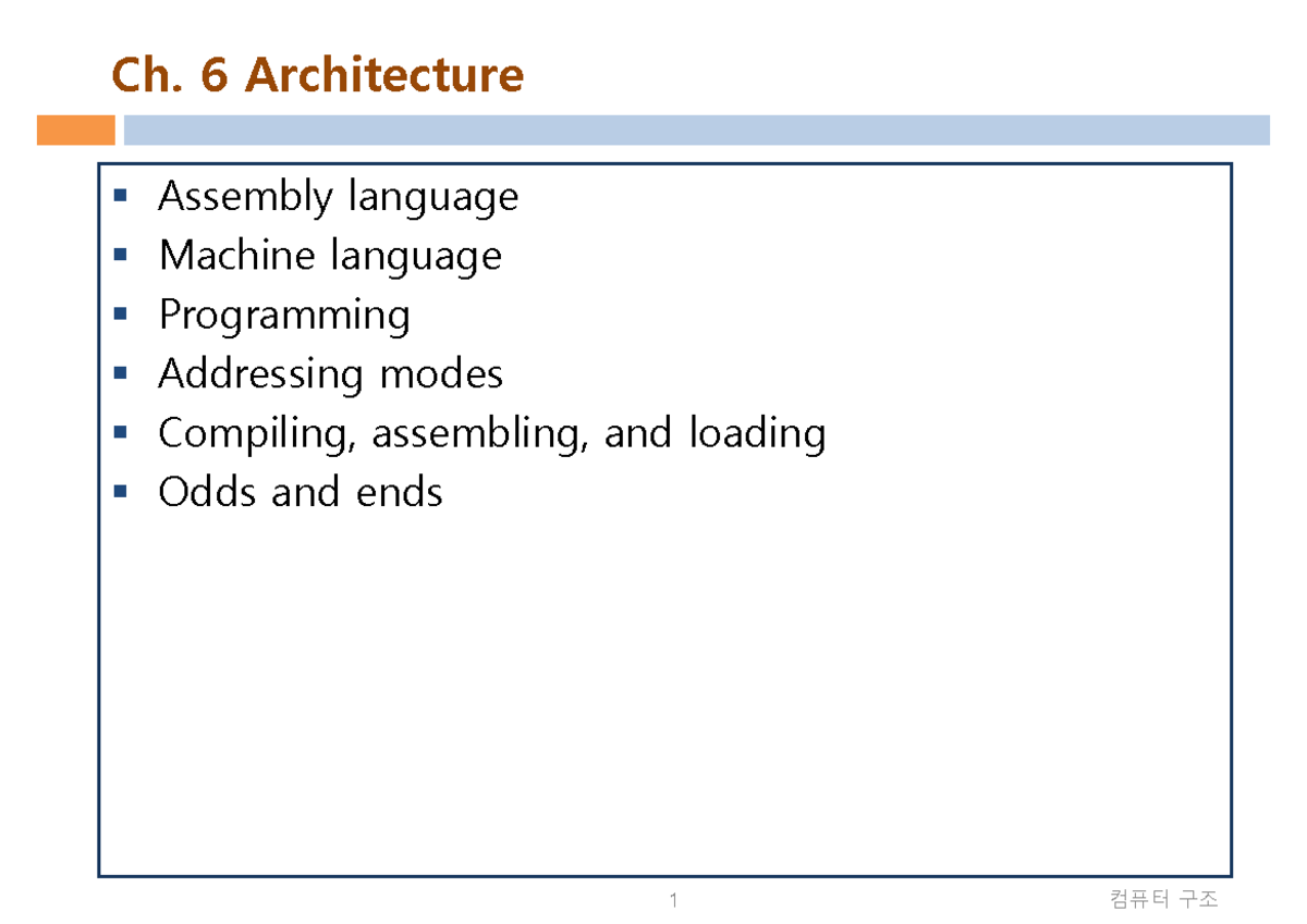 Ch6 - 전자기학 입니다 - Ch. 6 Architecture Assembly language Machine language ...